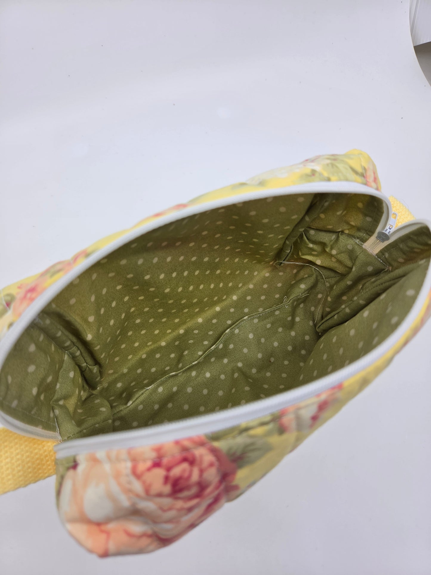 Yellow floral makeup bag/notions pouch