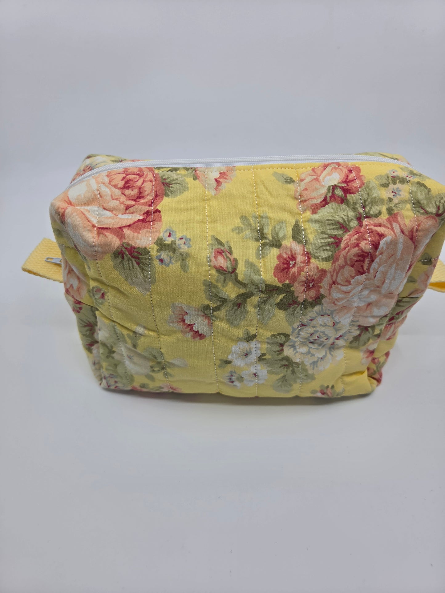 Yellow floral makeup bag/notions pouch