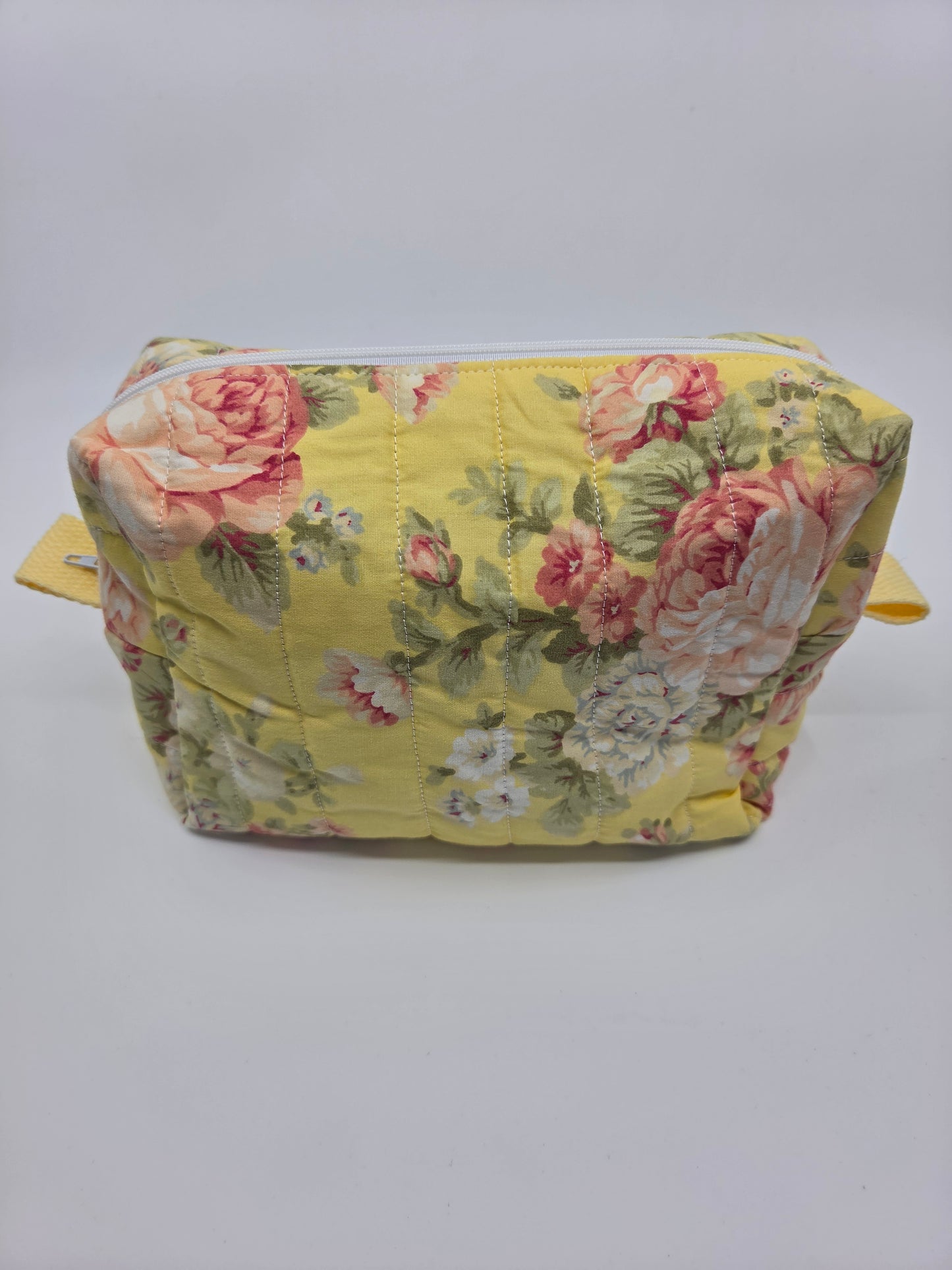 Yellow floral makeup bag/notions pouch